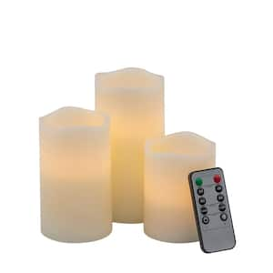 Set of 3 Classic Beige LED Candles with Remote Timer