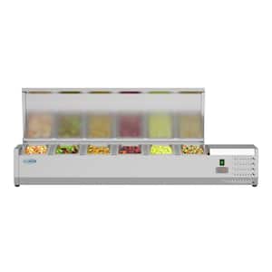 59 in. W 1 cu. ft. Commercial Countertop Refrigerator Condiment Prep Rail Station with Cover in Stainless Steel