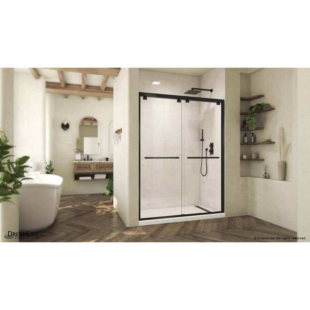 Abbey 60 in. Matte Black Frameless Sliding Shower Door