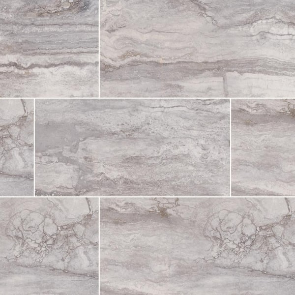 MSI Pietra Bernini Carbone 12 in. x 24 in. Polished Porcelain Floor and ...