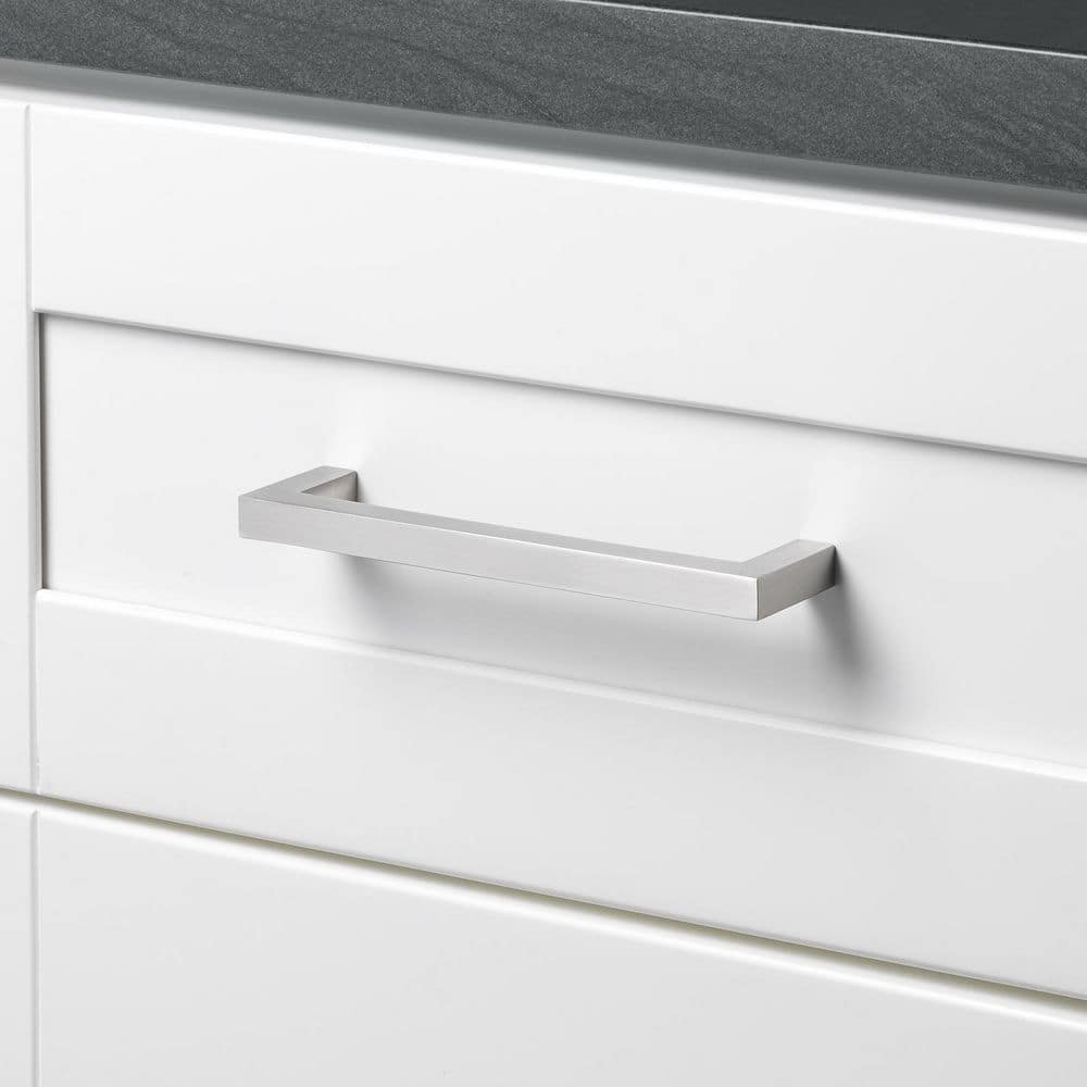5-Inch Satin Nickel Modern Square Bar Pull with Mounting Hardware