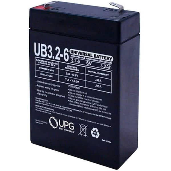 UPG 6-Volt 3.2 Ah F1 Terminal Sealed Lead Acid AGM Rechargeable Battery