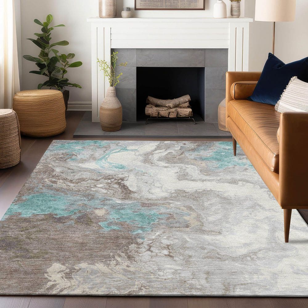 Chantille Machine Washable Indoor/Outdoor Abstract ACN1841 Teal 9 ft. x 12 ft. Accent Rug price history on PriceWatchPro