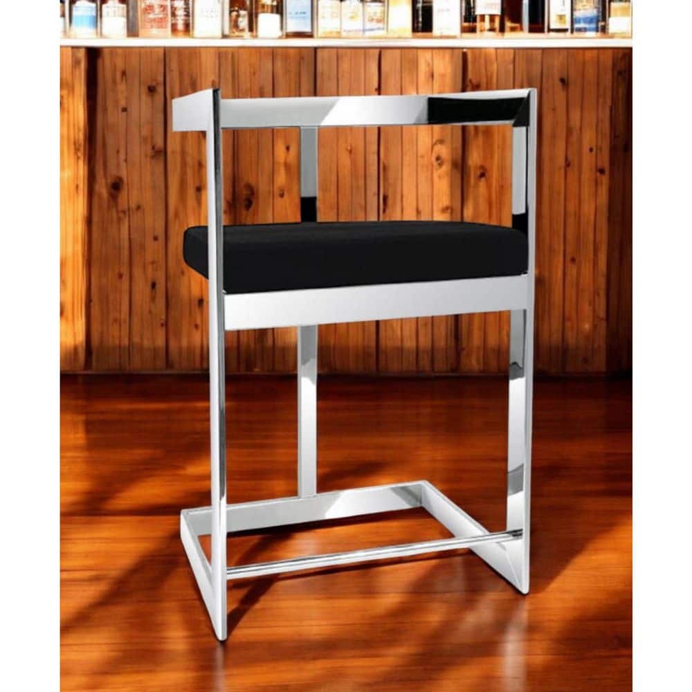 40.00 in. H Black Bar Height Metal Bar Stool with Velvet Seat price history on PriceWatchPro