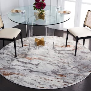 Craft Gray/Brown 7 ft. x 7 ft. Abstract Marble Round Area Rug