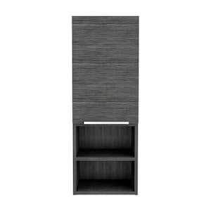 11.8 in. W x 32.1 in. H Rectangular Gray Surface Mount Medicine Cabinet without Mirror with Open and Interior Shelves