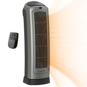 1500W 22 in. Gray Electric Tower Ceramic Space Heater with Digital Display, Thermostat and Remote Control