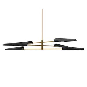 Cassie 6-Light Aged Brass Shaded Chandelier with Matte Black Metal Shade