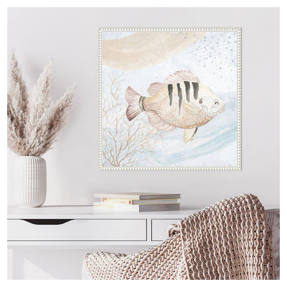 Ocean Oasis Waves Tropical Fish II White Canvas Wall Art