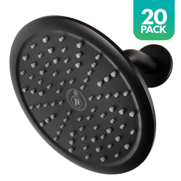 Rainfall Spa 1-Spray Patterns with 1.75 GPM 8-in. Wall Mount Adjustable Fixed Shower Head in Matte Black, 20-Pack