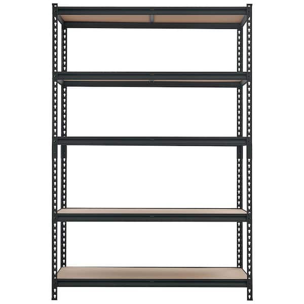 5-Tier Steel Adjustable 2000 lbs. Capacity Household Shelving Unit in Black (48 in. W x 72 in. H x 24 in. D)