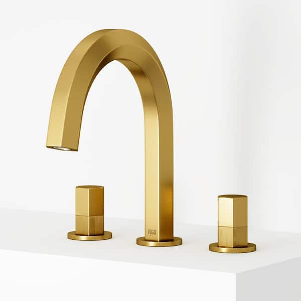 Hart 8 in. Widespread Double Handles Faucet in Matte Brushed Gold