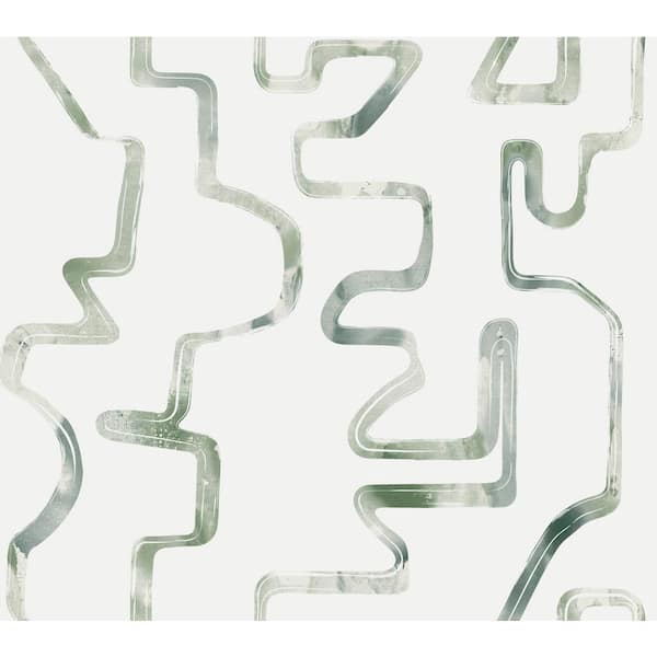 York Wallcoverings White Green and Grey Abstract Aura Matte Non-Pasted Paper Wallpaper
