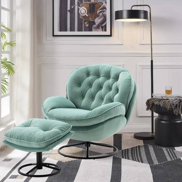 teal chair and ottoman set