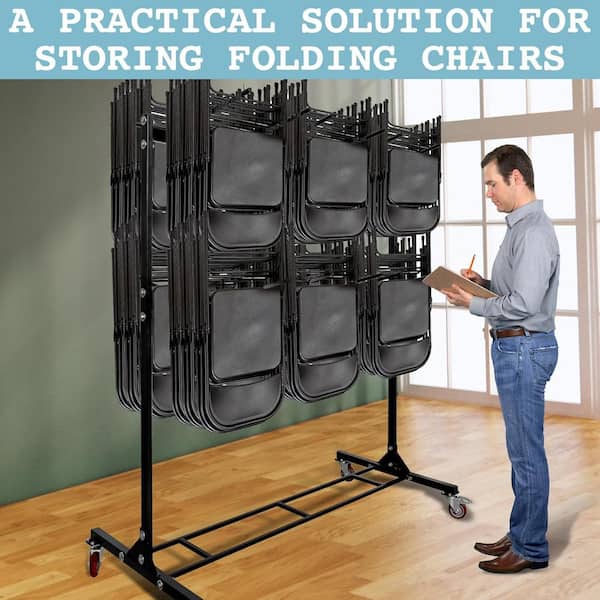 AdirOffice 600 lbs. Capacity 2-Tier Steel Folding Chair Cart AdirOffice 600 lbs. Capacity 2-Tier Steel Folding Chair Cart