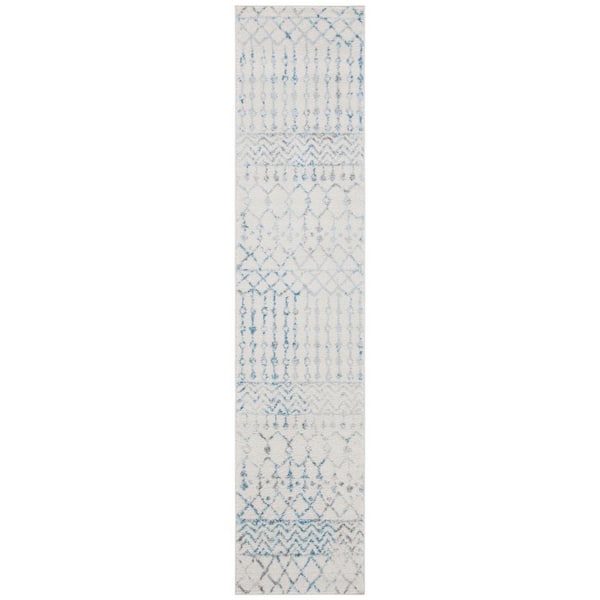 Tulum 2 ft. x 5 ft. Ivory/Turquoise Tribal Chevron Diamond Runner Rug