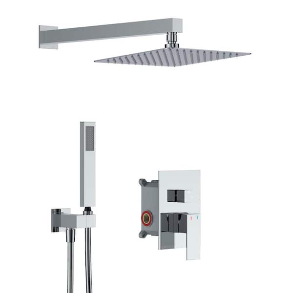 GIVING TREE 12 in. Single-Handle 2-Spray Wall Mount Rainfall Shower Faucet 2.0 GPM in Chrome (Valve Included)