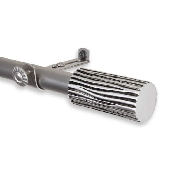 Rod Desyne 66 in. - 120 in. Telescoping Single Curtain Rod Kit in Satin Nickel with Cedar Finial