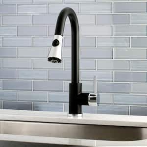 Modern Single-Handle Pull-Down Sprayer Kitchen Faucet in Matte Black and Chrome