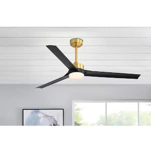 Triplex 60 in. Integrated LED Indoor Gold Ceiling Fans with Light and Remote Control