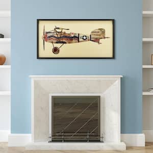 25 in. x 48 in. "Antique Biplane #3" Dimensional Collage Framed Graphic Art Under Glass