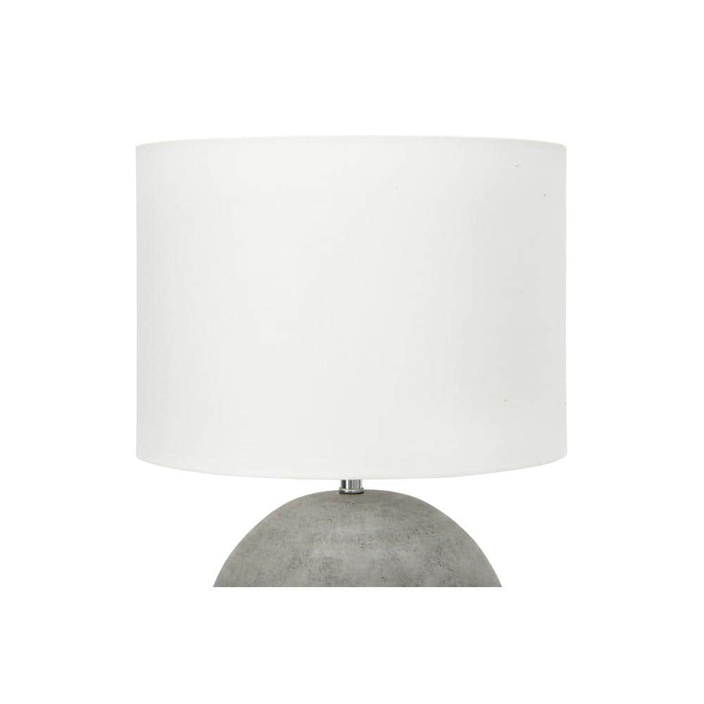 Distressed Grey Terracotta Table Lamp with White Canvas Shade