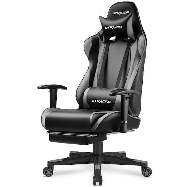 ComHoma Gaming Chair Faux Leather Office Chair with Pocket Spring Lumbar Support Ergonomic Office Desk Computer Chair in Gray