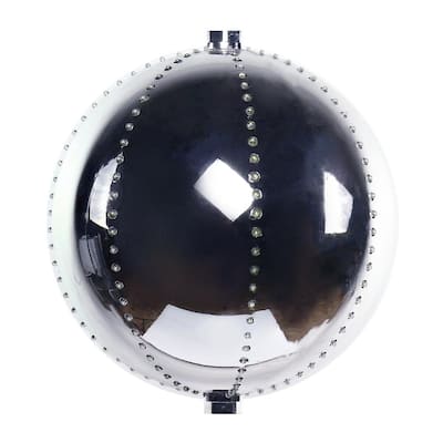 13 in. Tall Multi-Color LED Lights Alpine Hanging Christmas Ball Ornament, Silver