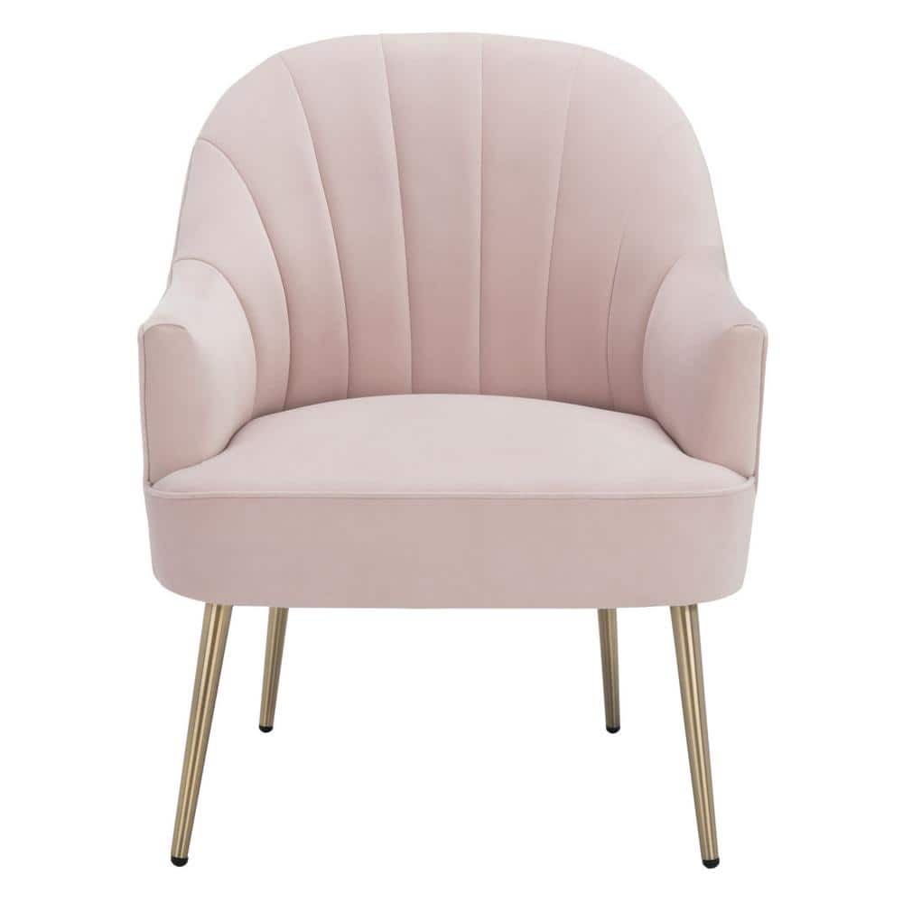Areli Light Pink Velvet and Gold Accent Chair
