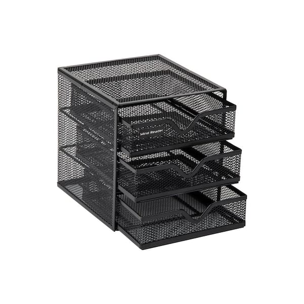 6.25 in. L x 6.5 in. W x 6.5 in. H Desktop Accessory Storage Organizer Metal, Black