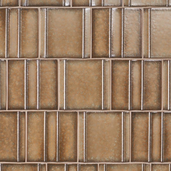 Ivy Hill Tile Hikari Golden Brown 5.82 in. x 5.82 in. 3D Metallic Look Matte Porcelain Wall Tile (7.82 sq. ft. / Case)