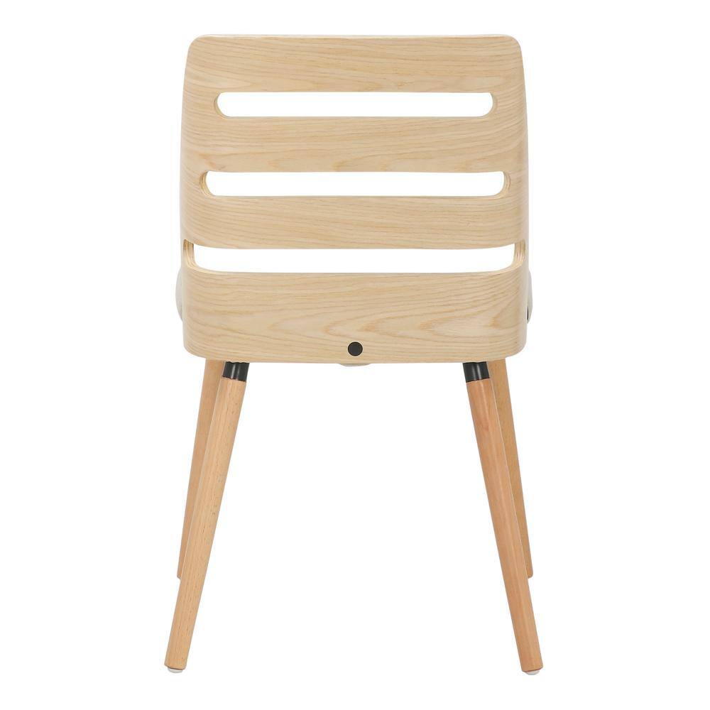Cream Fabric and Natural Wood Upholstered Ladderback Side Chair