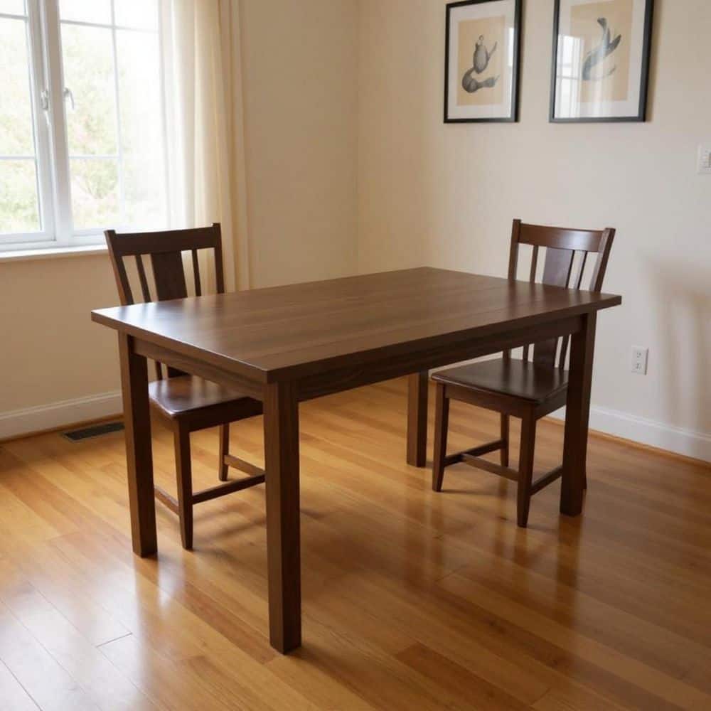 Raw Umber Wood 60.00 in. 4 Leg Base Dining Table Seats 6
