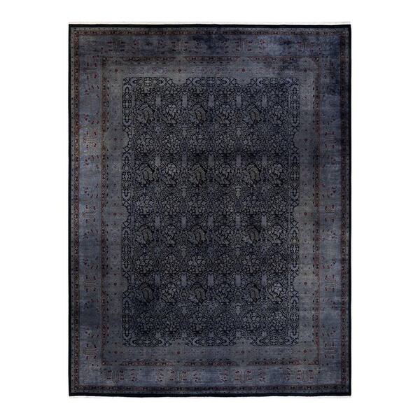 Overdyed Black 10 ft 3 in x 13 ft 8 in Wool Indoor Area Rug