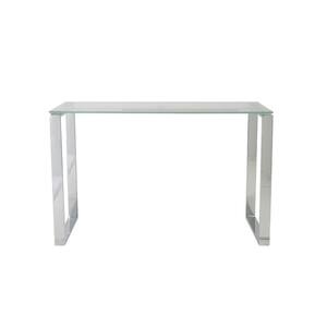 Amelia 48 in. Rectangular Clear Glass Writing Desk with Glass Top