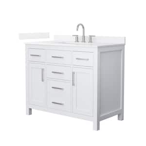 Beckett 42 in. Single Freestanding White Bath Vanity with White Quartz Top Unassembled