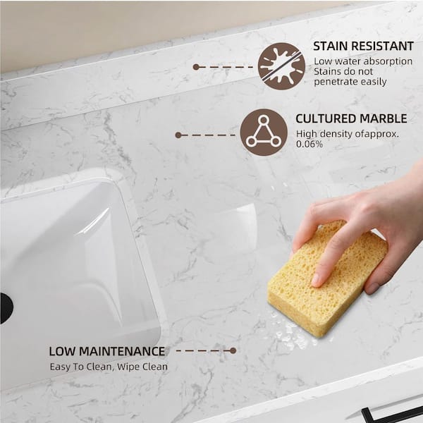 Zeafive 48 in. W x 22 in. D Engineered Stone Vanity Top in Carrara