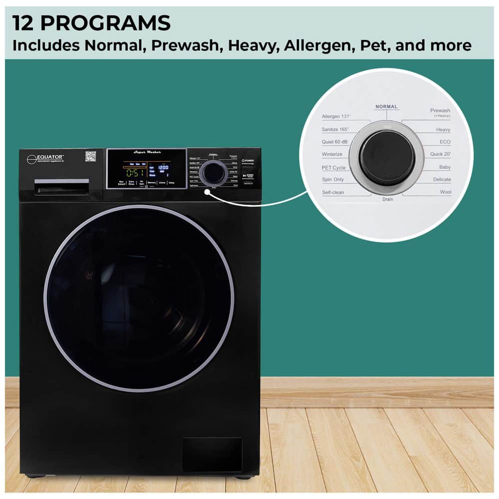 Equator Black 1.62 cu.ft. Front Load Washer with 16 Programs
