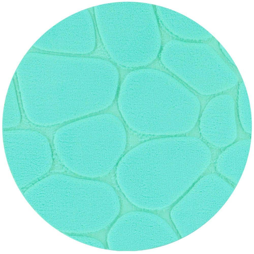Aqua Blue Memory Foam Pebble Contour Bath Rug 20" x 20"