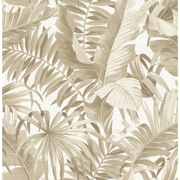 A-Street Prints Alfresco Taupe Palm Leaf Paper Strippable Roll Wallpaper (Covers 56.4 sq. ft.)