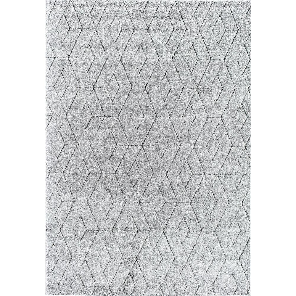Gray Geometric Stain-Resistant Synthetic Area Rug 2' x 4'