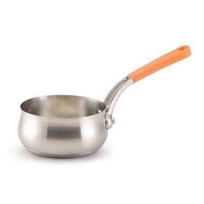 Rachael Ray 1 qt. Stainless Steel Saucepan with Orange Handle