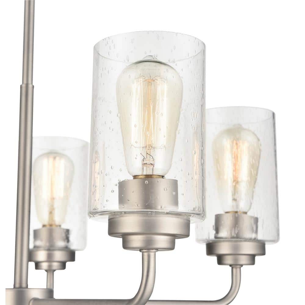 Satin Nickel 5-Light Chandelier with Seeded Glass Shades