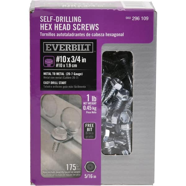 Everbilt #10 x 3/4 in. External Hex Flange Hex-Head Self-Drilling Screw 1 lb.-Box (175-Piece)