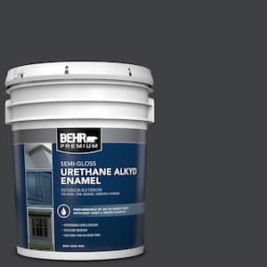 5 gal. Home Decorators Collection #HDC-MD-04 Totally Black Urethane Alkyd Semi-Gloss Enamel Interior/Exterior Paint