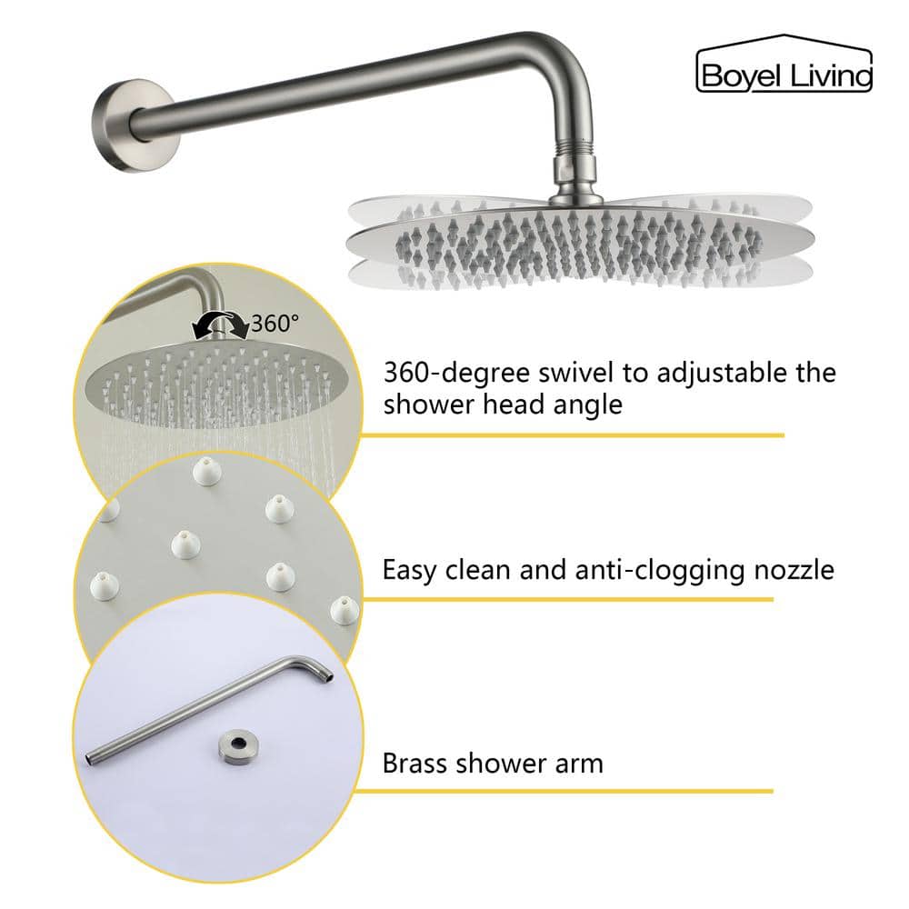 Brushed Nickel 10-Inch Rain Shower System with Handheld Spray