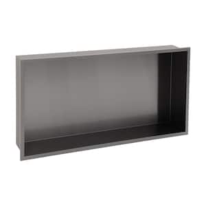 24 in. W x 4 in. H x 12 in. D Stainless Steel Shower Niche Set of 1 Piece in Matte Black Single Shelf Organizer Storage