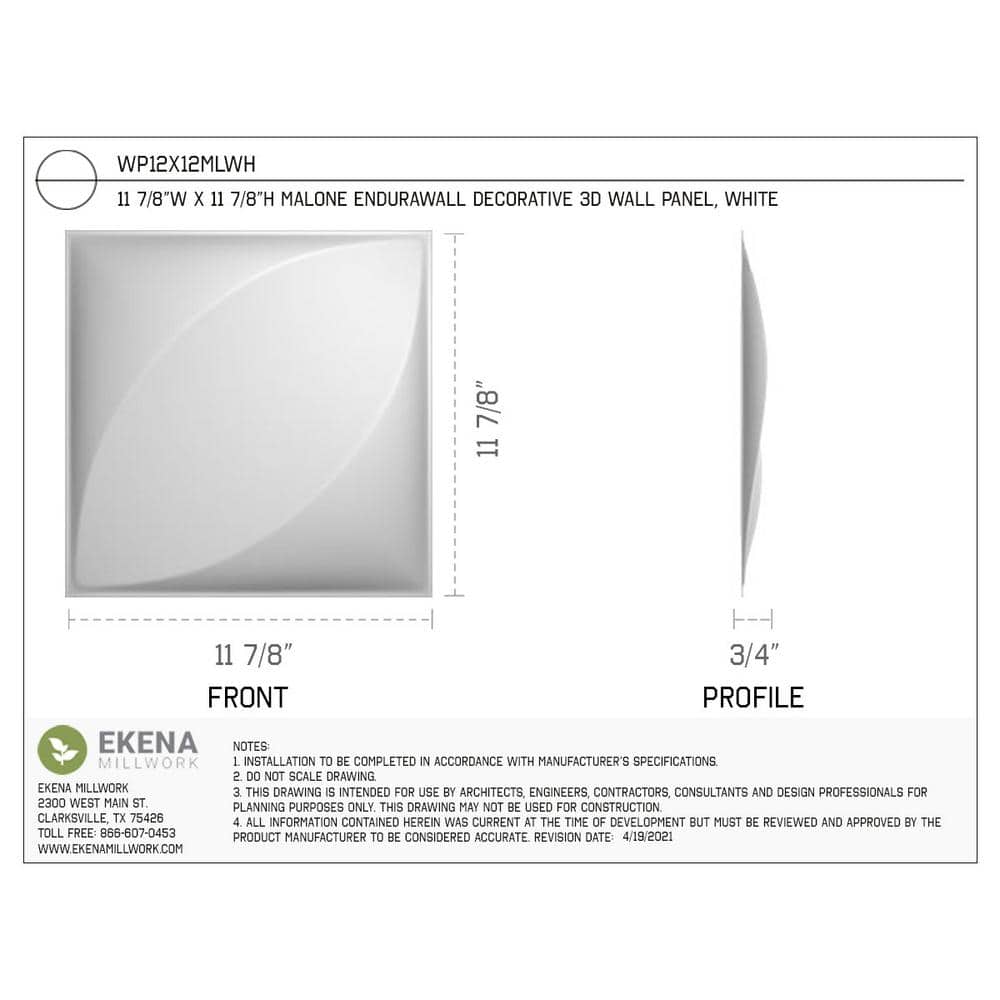 White Textured 3D PVC Decorative Wall Panel 11 7/8" x 11 7/8"