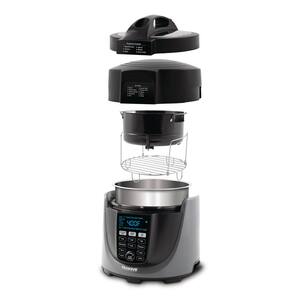 Duet 6 qt. . Black Electric Pressure Cooker/Air Fryer with 300 Pre-Programmed Recipes