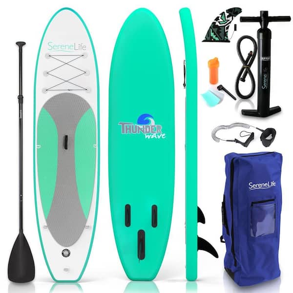 Unbranded Wide Non-Slip 126 in. Olive Green PVC Inflatable Paddleboard with Accessories